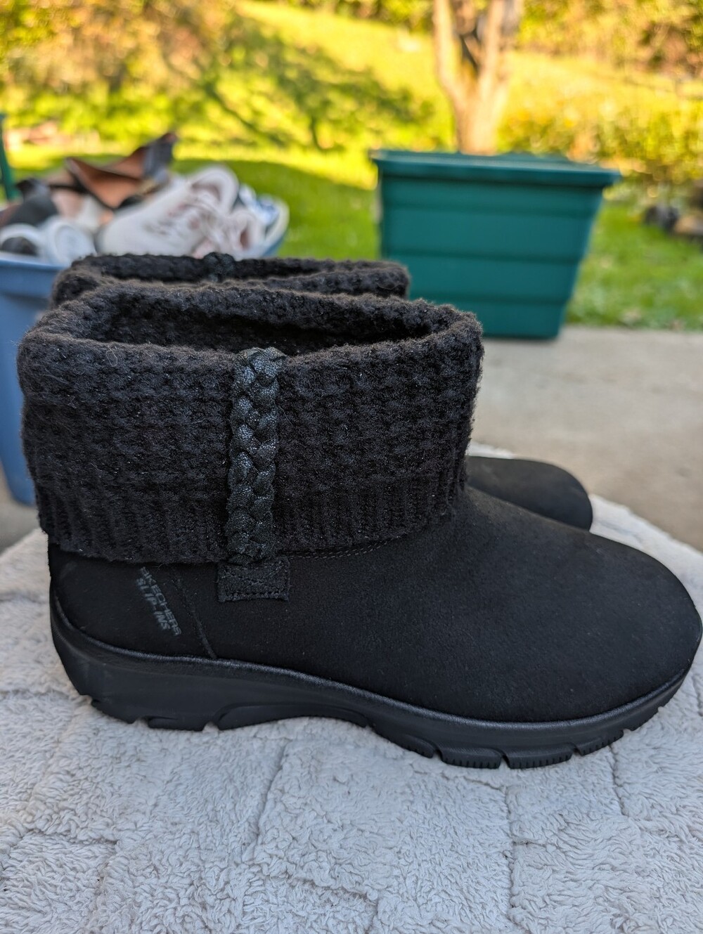 Skechers Black Slip Ins Memory Foam Booties Size 9 NWOT